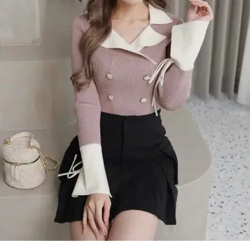 LIPSERVICE 바이컬러 클래시컬 니트