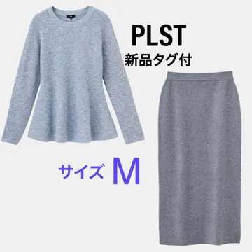 [택 포함 새상품] PLST 컬러 믹스 페플럼 니트 셋업 라메 믹스 M