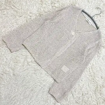 잔니로 주디 베이지 시어 니트 숏 기장 가디건 긴팔 V넥 S