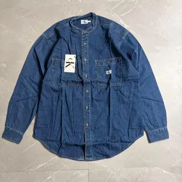 택 포함 캘빈클라인 90s 데님 셔츠 밴드 카라 M 사이즈