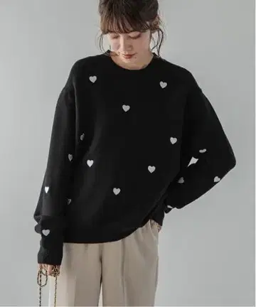 [ 택 포함 미사용 새상품 ] La-gemme 라지엠 하트 자수 니트탑