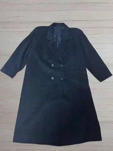 더블 브레스트 롱 코트 캐시미어 100% 블랙 빅 사이즈 남성용