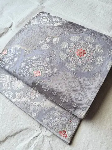 순수 실크 후쿠로 오비 육통 무늬 당직 은사 쇼소인 화문