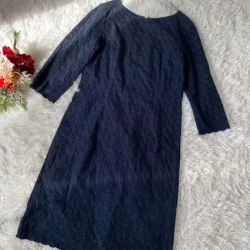 [ LANDS END ] 네이비 레이스 긴팔 원피스 (9) 면 100