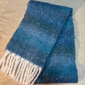 울 머플러 블루 계열 그라데이션 F