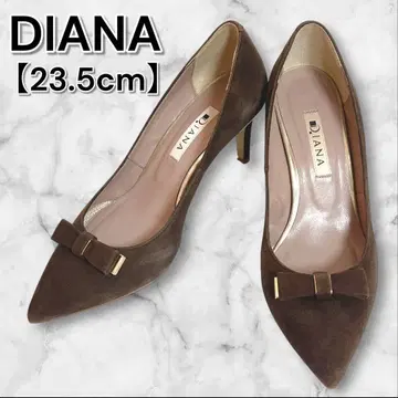 DIANA 스웨이드 펌프스 리본 브라운 일본제 23.5cm