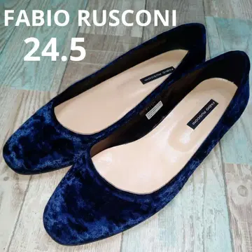 새상품급 FABIO RUSCONI 24.5 블루 벨벳 플랫슈즈