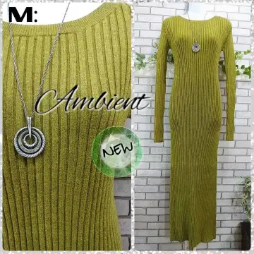 M: 미사용 리브 니트 원피스 / 앰비언트 맥시 길이  계열 그린