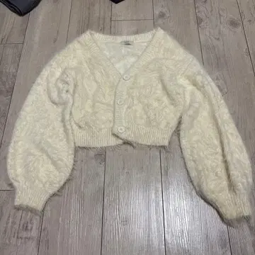 mystic 아이보리 니트 가디건 샤기 가디건 복슬복슬