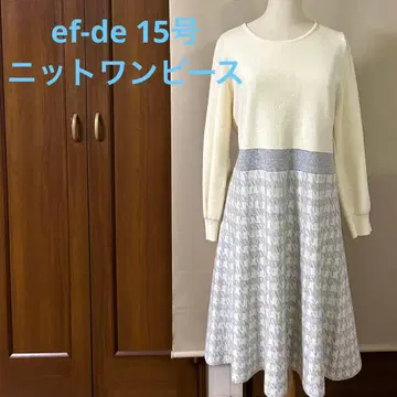 ef-de 에프데 15호 아이보리 & 하운드투스 니트 원피스