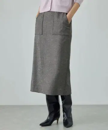 로페 울 레이온 포켓 부착 타이트 스커트