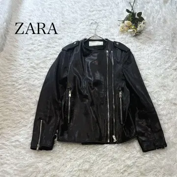 ZARA 자라 가죽 라이더 자켓 라무 블랙 노카라