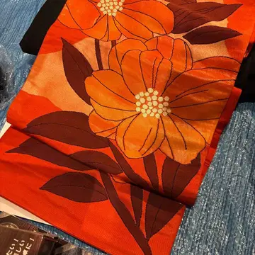 오렌지 꽃무늬 자수 오비