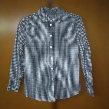 체크 무늬 버튼 다운 긴팔 셔츠