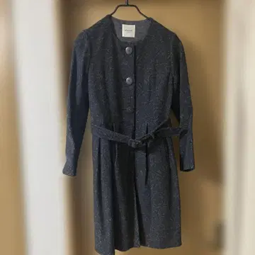 plussyu 다크 블루 롱 코트