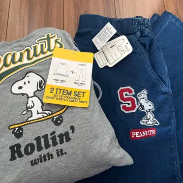 스누피 택 포함 데님 맨투맨 상하의