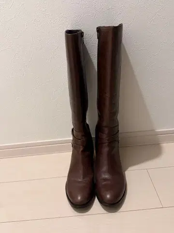 키다리 아저씨 cava cava 천연 가죽 브라운 롱 부츠