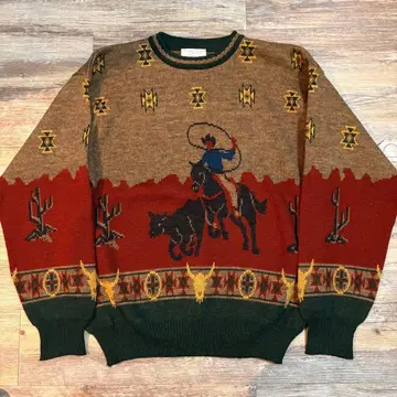 새상품급 울 니트 스웨터 L 컨트리 빈티지 구제 의류 카우보이