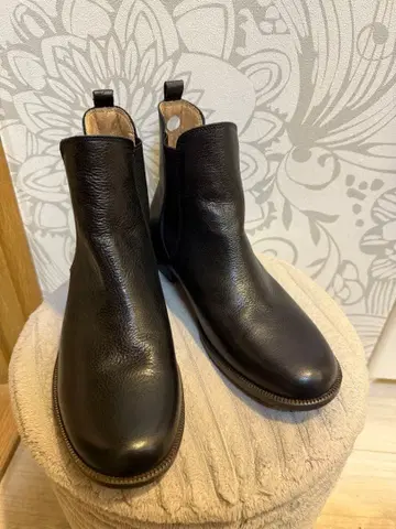 하루타 HARUTA 블랙 가죽 사이드 고어 부츠