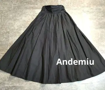 [새상품급] Andemiu 블랙 플레어 롱 스커트 코튼 100%