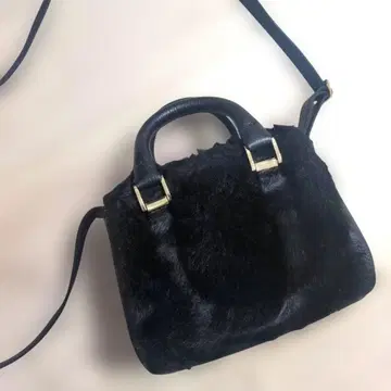 FABIO RUSCONI 퍼 가죽 미니 숄더백 BLACK