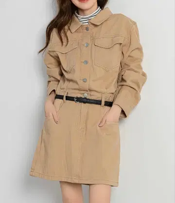 원피스 미니 기장 긴소매 데님 세퍼레이트풍