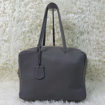 REN 렌 스퀘어 더플 레더 토트백 보스턴 백 그레이 소가죽