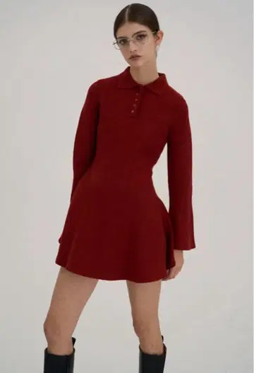 THE TOE Reims flare onepiece red M 사이즈