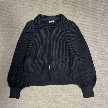 [렙심] 지퍼 가디건 7게이지 배색 리브 캐주얼