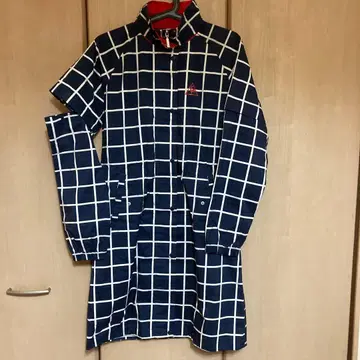 여성용 우비 네이비 체크 무늬