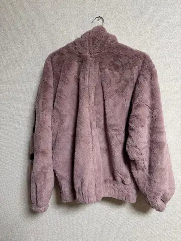 복슬복슬 핑크 인조 모피 자켓 후드 부착 아우터 L 사이즈