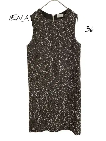 IENA 라메 모자 꽁지 스트레이트 원피스 슬리브리스 그레이 36