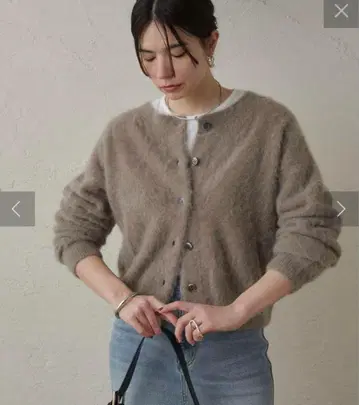 라운지 드레스 FUR 캐시미어 2WAY 니트 가디건 모카 퍼 니트