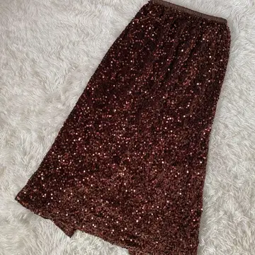 새상품 [ UNE MANSION ] 브라운 스팽글 롱 스커트 (F)