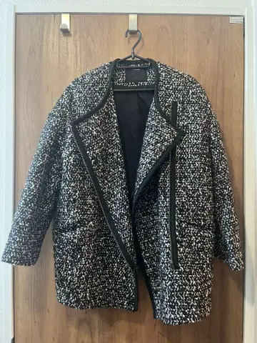 FLORENT 노카라 자켓 블랙 화이트 트위드