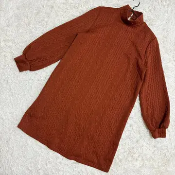 SHEIN 새상품급 하이넥 원피스 짜임 무늬 엠보싱 무릎 기장 ( M )