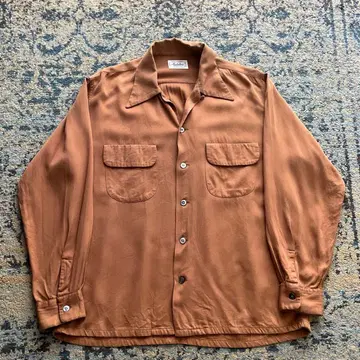 50s 레이온 개버딘 셔츠 오픈 카라 빈티지 (60s 추정)