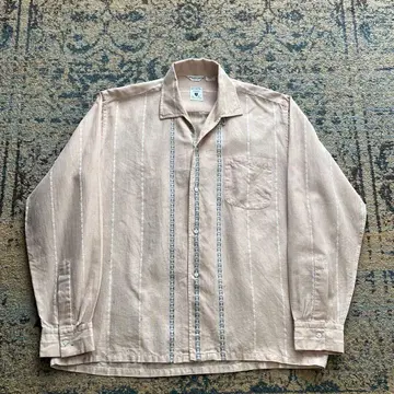 50s 60s 코튼 실크 셔츠 오픈 카라 빈티지 레이온