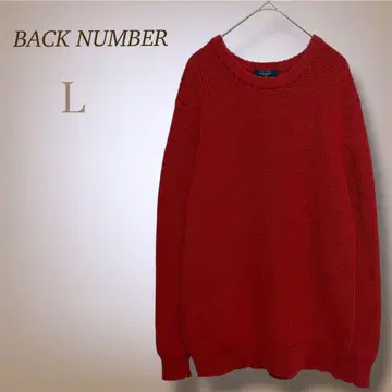 백넘버 울 100% 크루넥 니트 스웨터 니트 레드 L