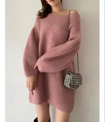 라쿤 미니 니트 원피스 핑크