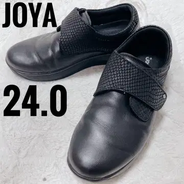 JOYA 블랙 천연 가죽 스트랩 벨크로 테이프 컴포트 24.0cm