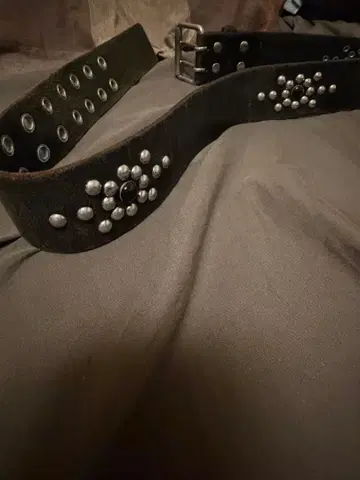 스터드 벨트 천연 가죽 빈티지