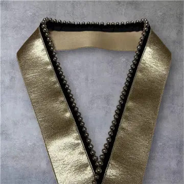 레이어트 카라 다테에리 장식 카라 실버 펄 & 블랙 벨로아 레이어트 카라