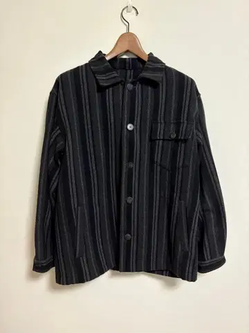 [ 이탈리아제 ] 스트라이프 커버올 블랙