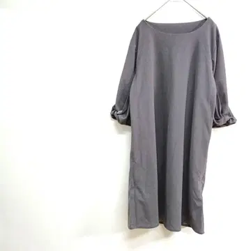 그레이 튜닉 소매 리본 디자인 프리 캐주얼 신축성 롱 기장