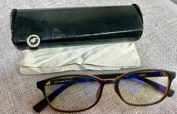 JINS 브라운 프레임 UV 컷 안경 케이스 포함