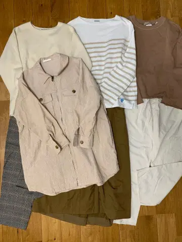 브라운 베이지 계열 심플 코디 7점 묶음 판매 여성용 코디 세트