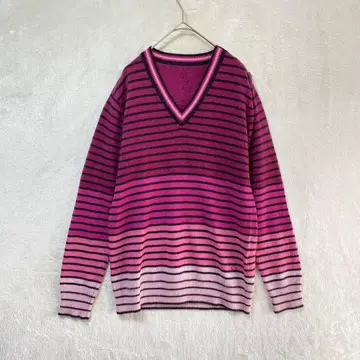 SIDE SLOPE/캐시미어 100% V넥 니트 스웨터/그라데이션