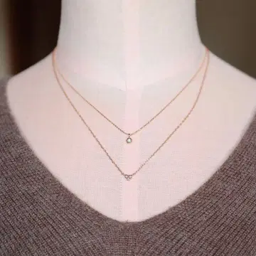 K10 핑크 골드 다이아몬드 목걸이 2종 세트