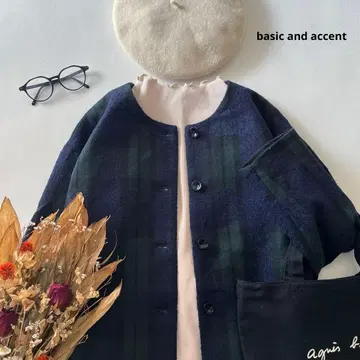 b1650* 베이직 앤 악센트 울 혼방 노카라 자켓